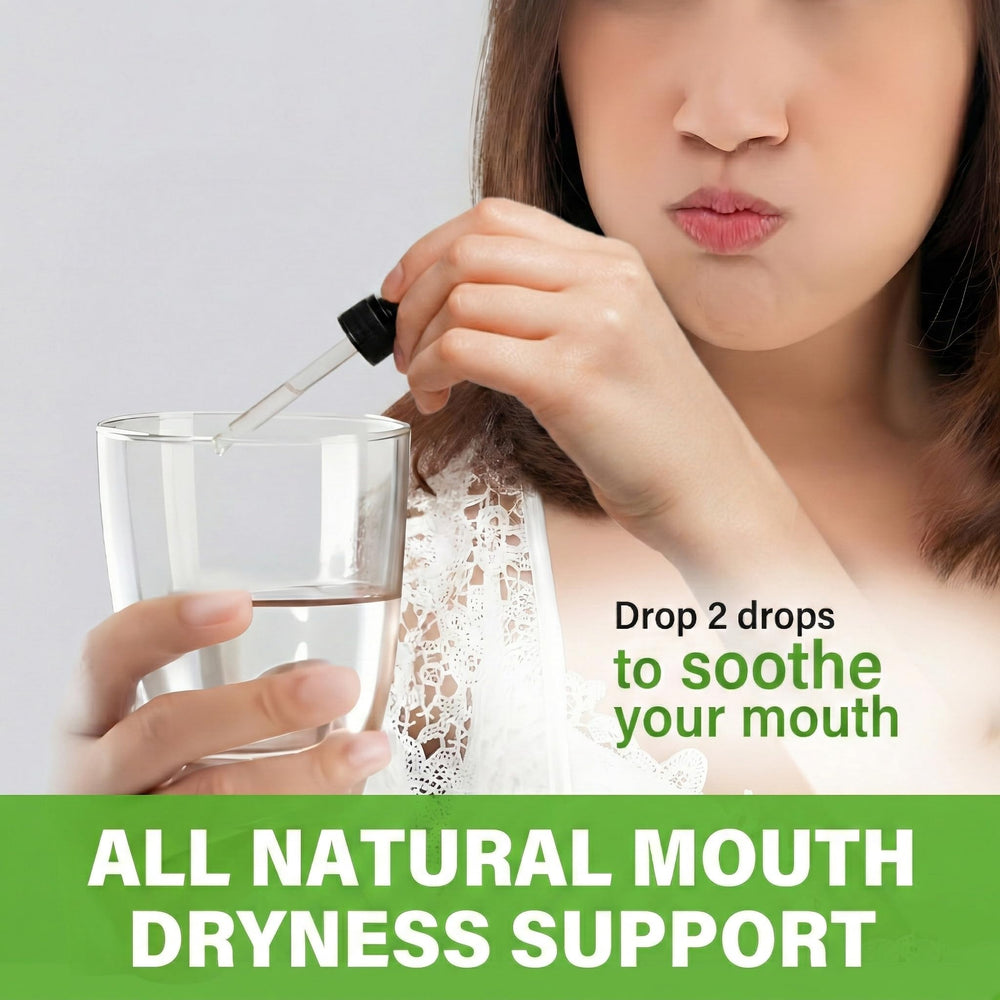 Close-up of the dropper showing precise application for gentle gum support.