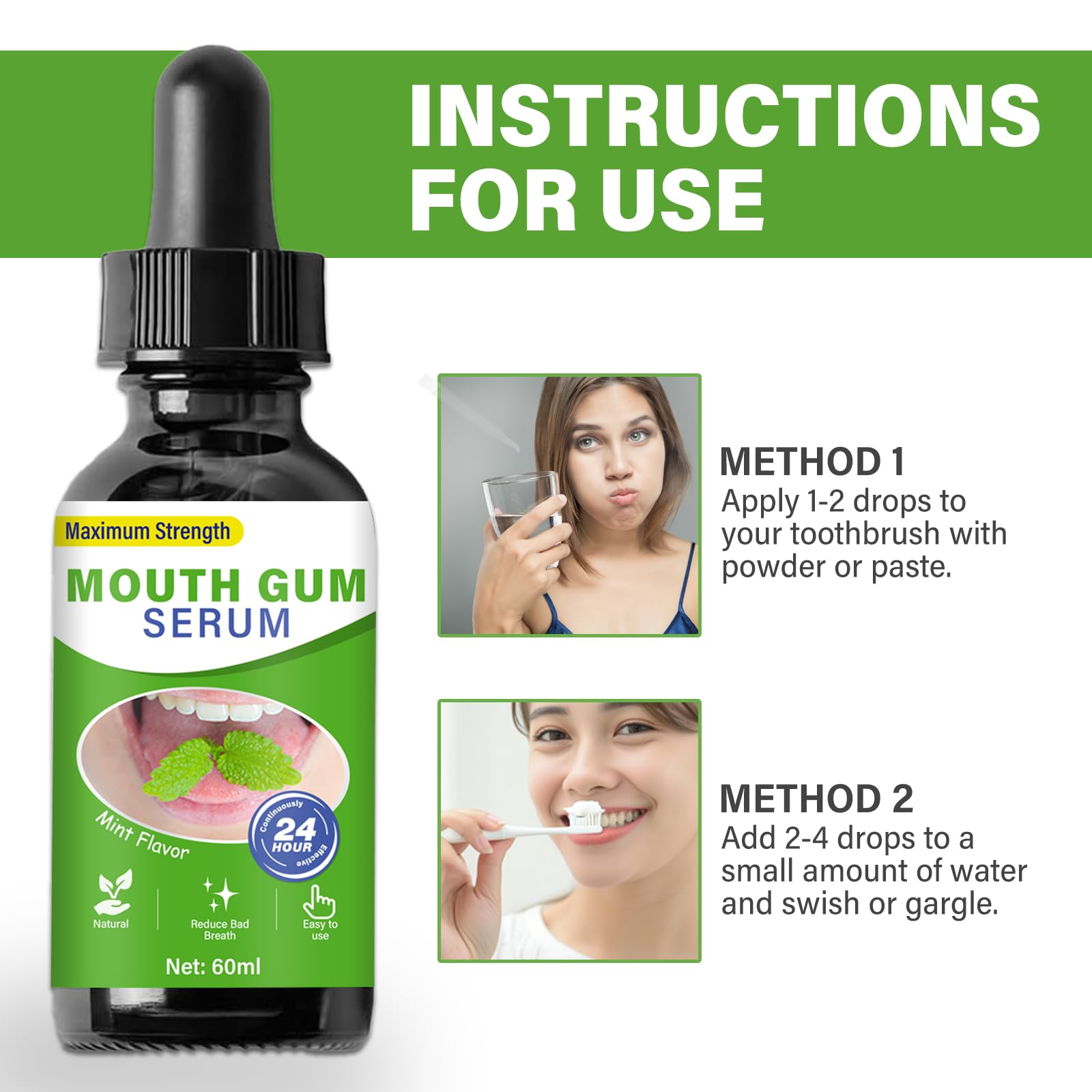 Lifestyle shot showing a confident smile after using Gum Restore Drops.