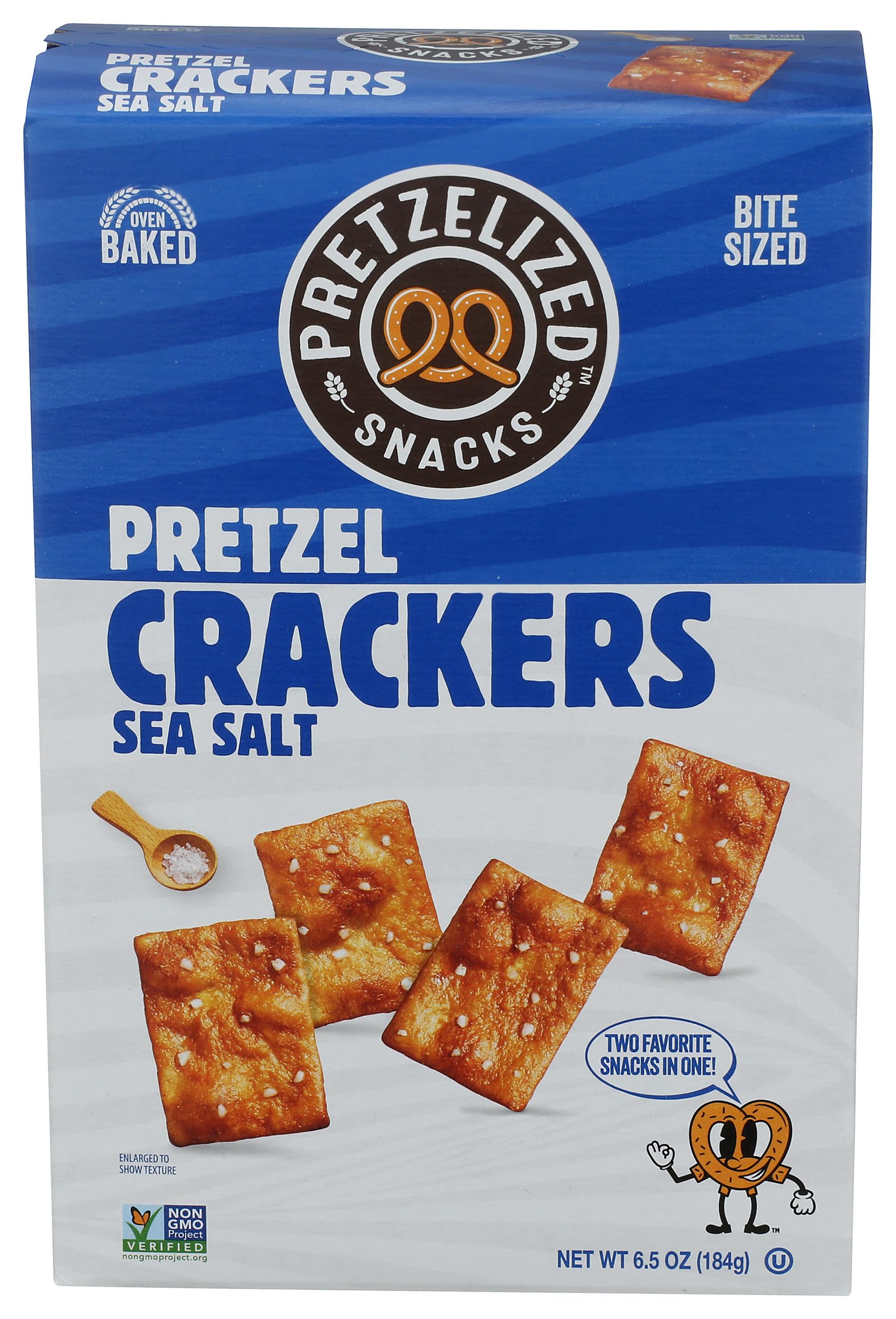 Pretzelized Snacks Sea Salt Pretzel Crackers bag front for quick savory snacking.
