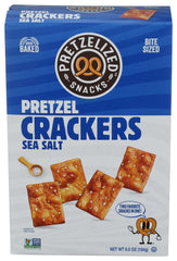 Pretzelized Snacks Sea Salt Pretzel Crackers bag front for quick savory snacking.