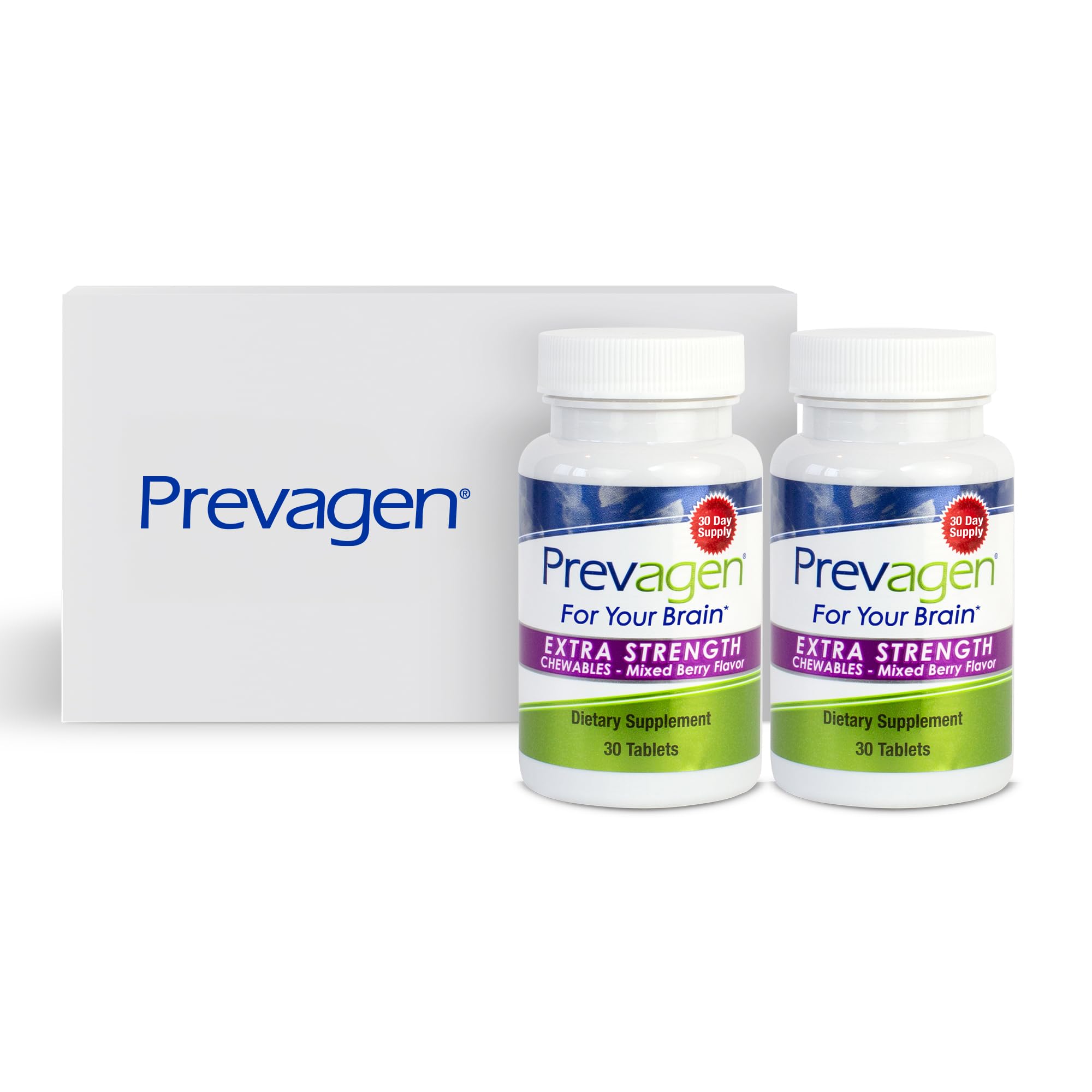 Prevagen Extra Strength Mixed Berry chewables bottle for easy daily brain support.