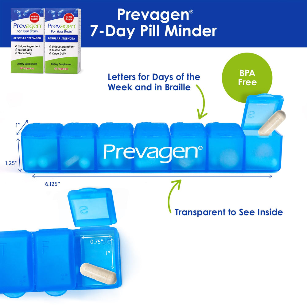 Prevagen Regular Strength 7-day Pill Minder included for organization