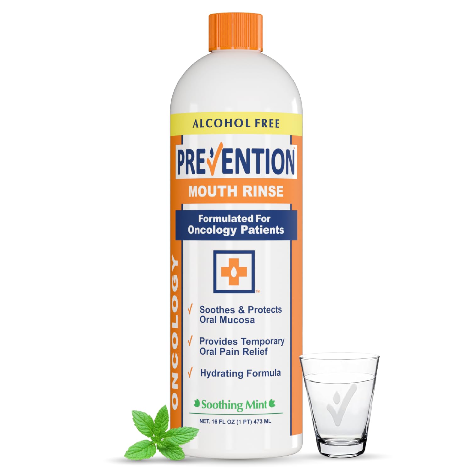 Prevention Oncology Mouthwash bottle ready for gentle oral care