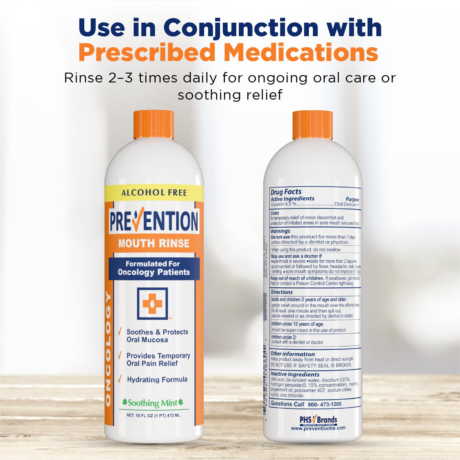 Packaging box of Prevention Oncology Mouthwash in compact 1-pack