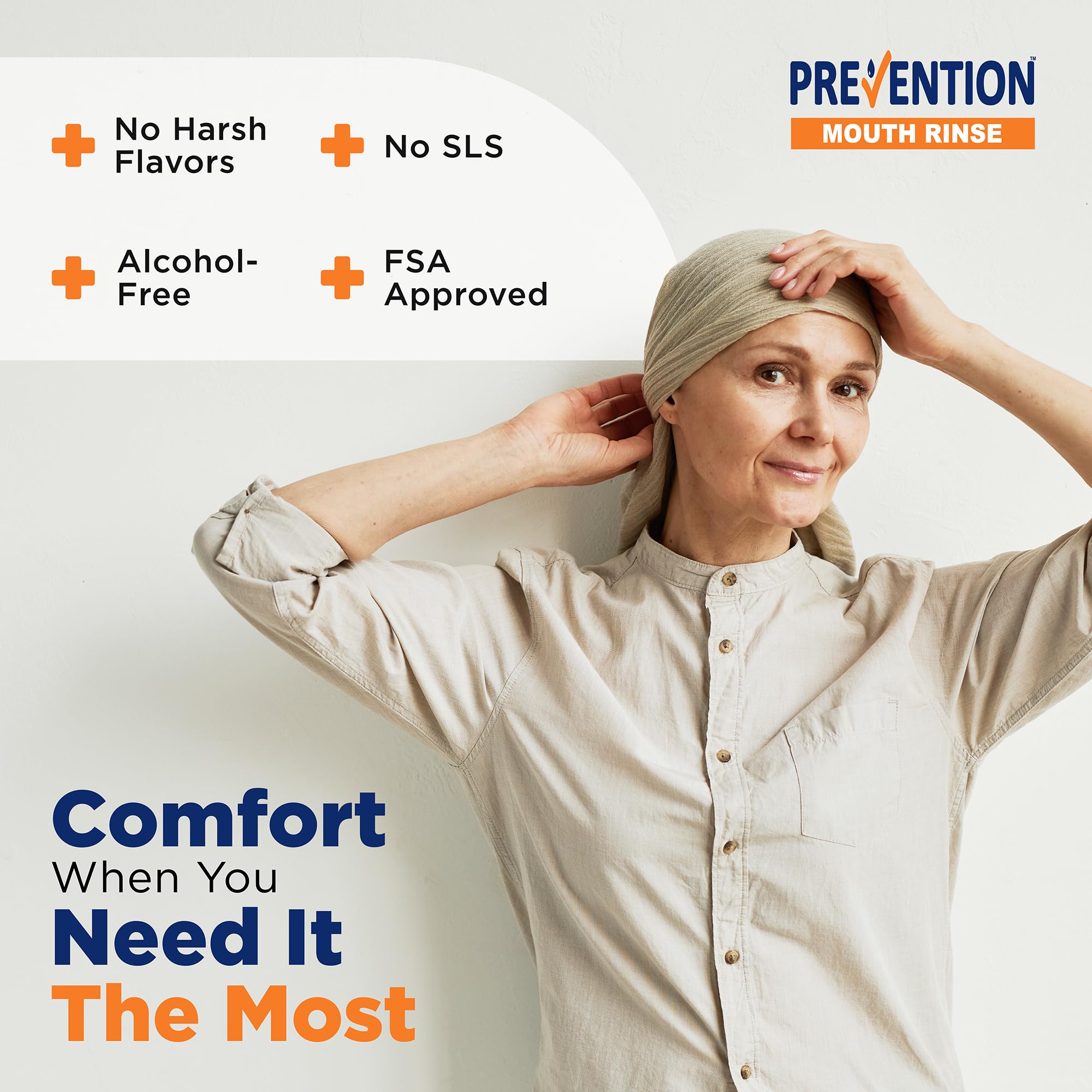 Prevention Oncology Mouthwash pour demonstrates easy-to-use rinse