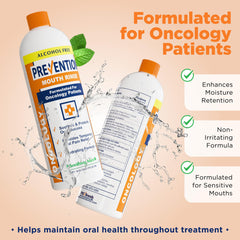 Prevention Oncology Mouthwash texture close-up shows moisturizing glycerin