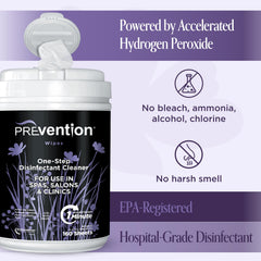 Spa treatment room scene with Prevention wipes for rapid sanitizing