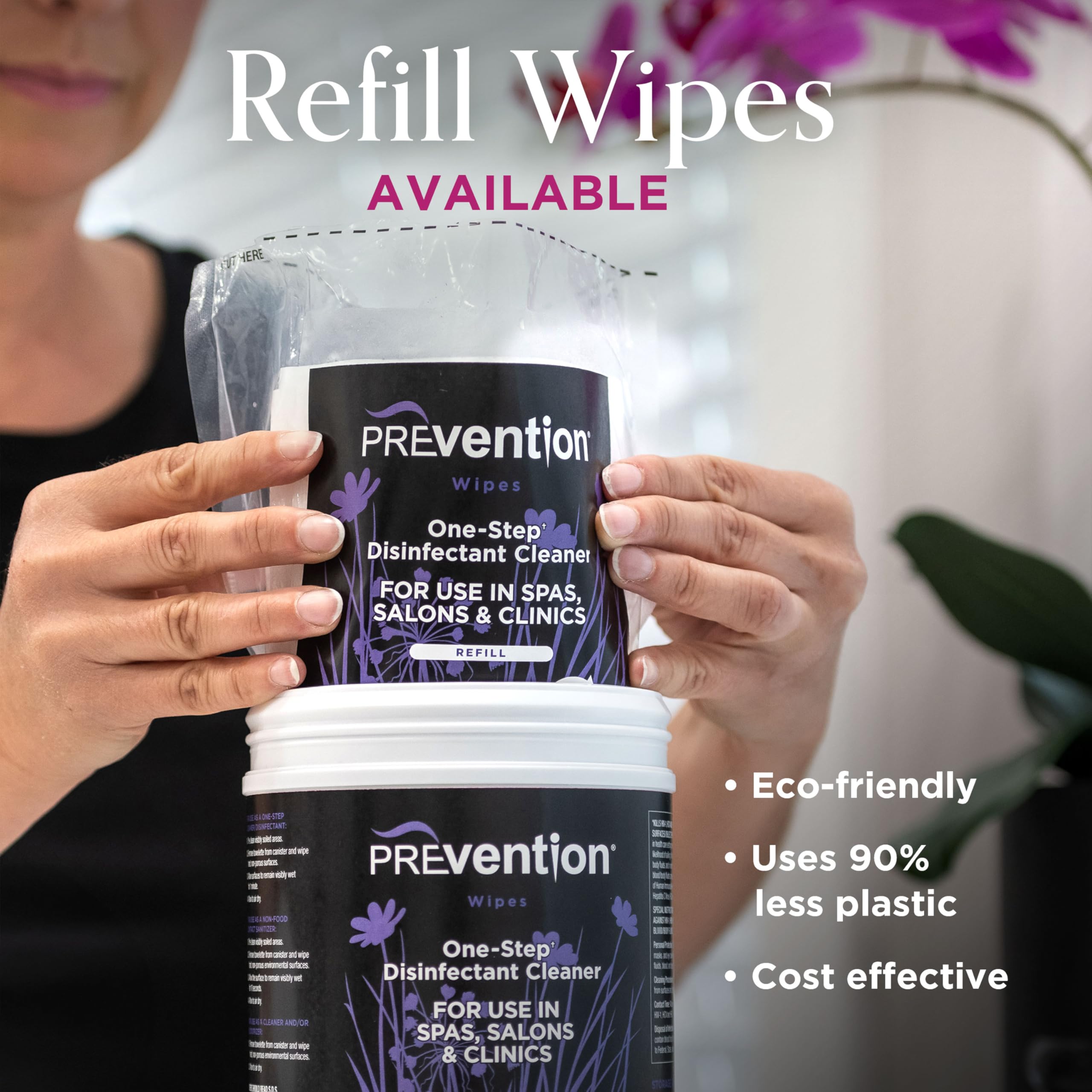 Wipe being pulled from Prevention canister for fast sanitation