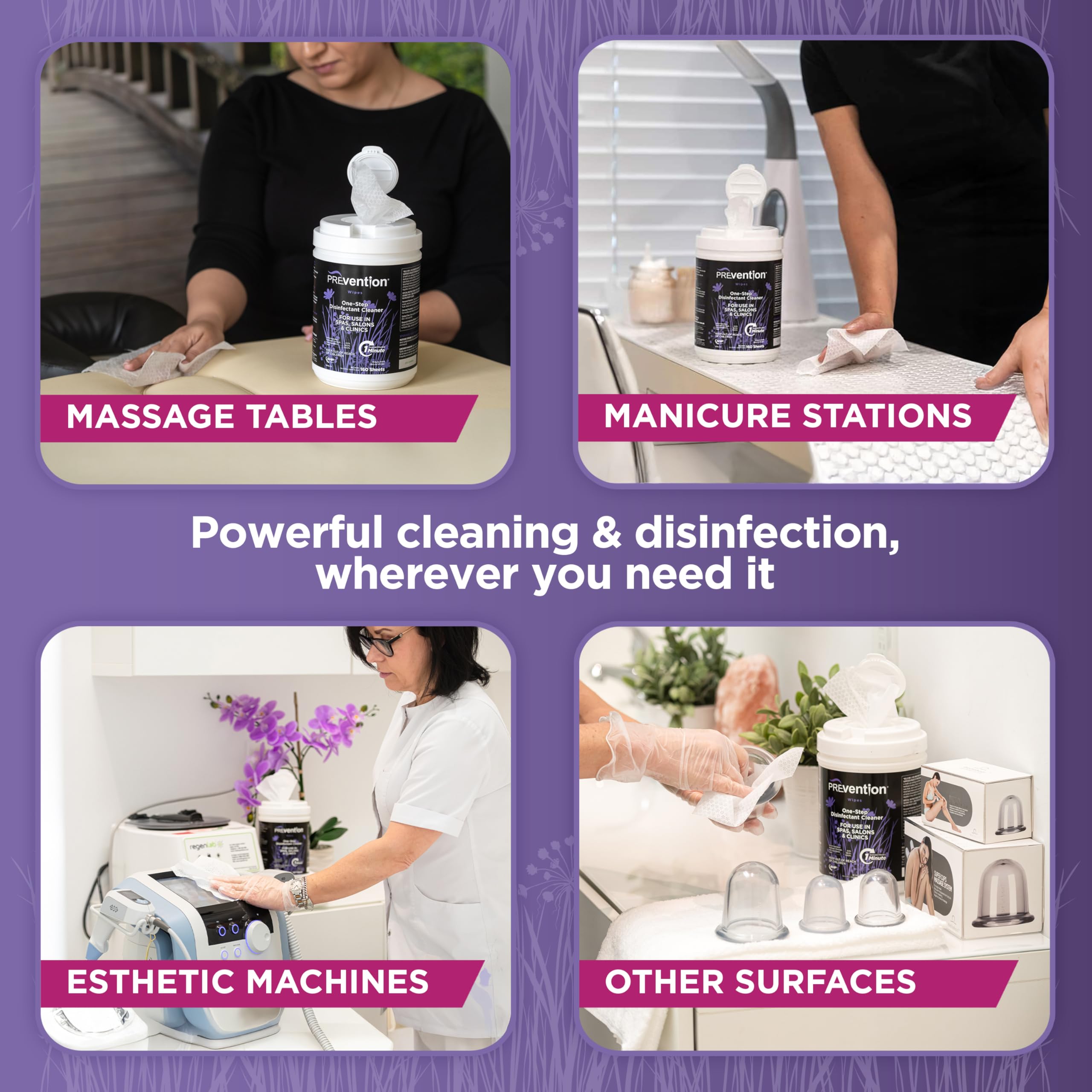 Prevention wipes on salon counter disinfecting tools between clients