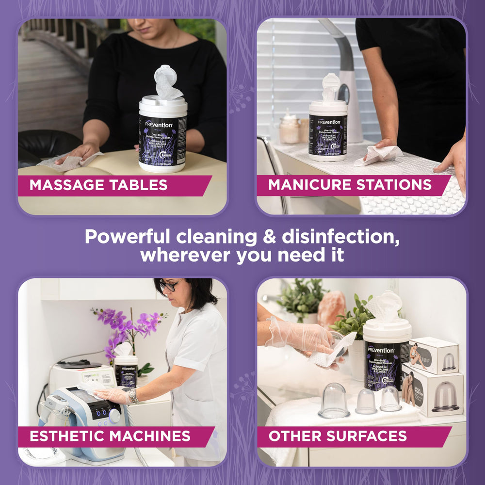Prevention wipes on salon counter disinfecting tools between clients