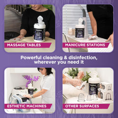 Prevention wipes on salon counter disinfecting tools between clients