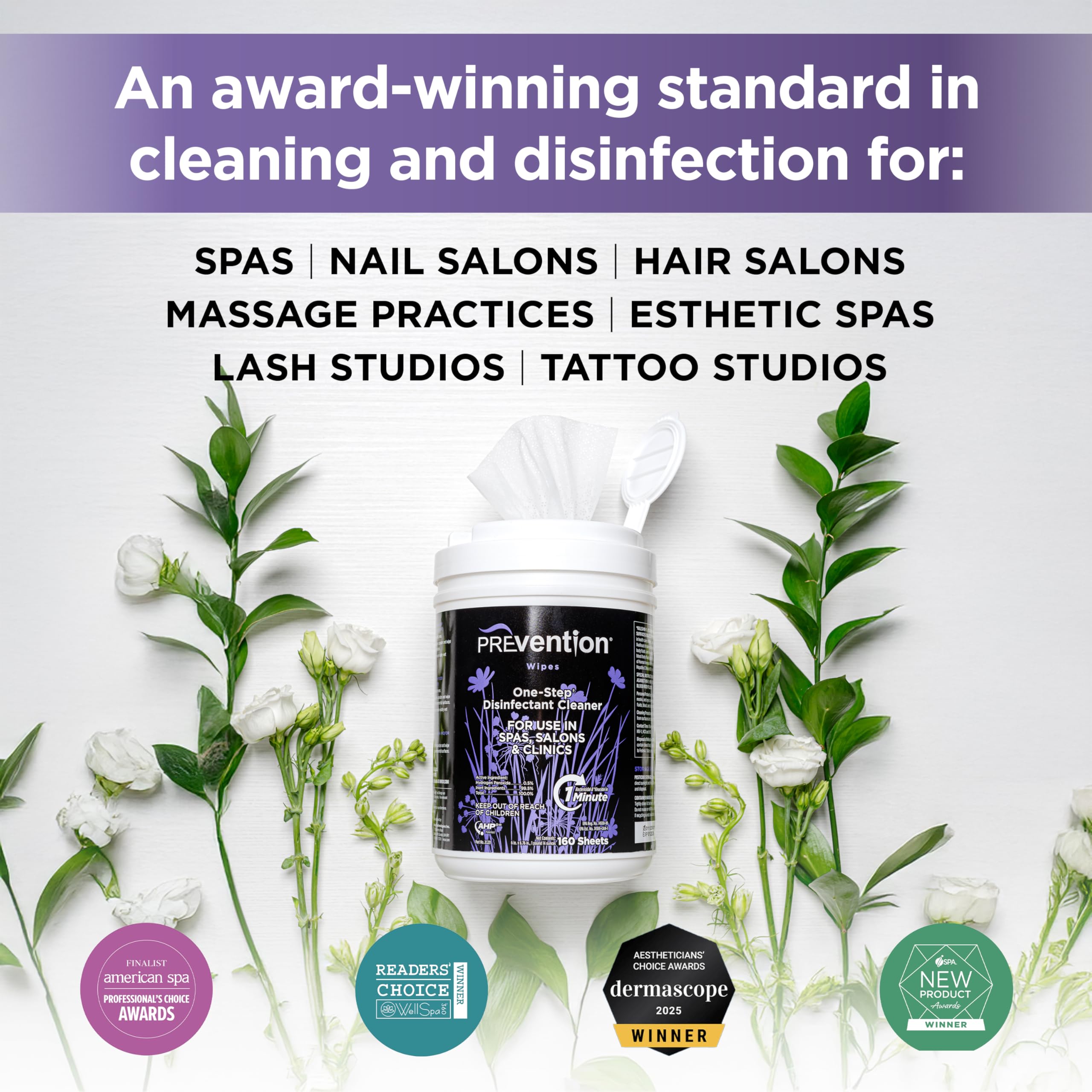 Salon station using Prevention wipes on multipurpose surfaces