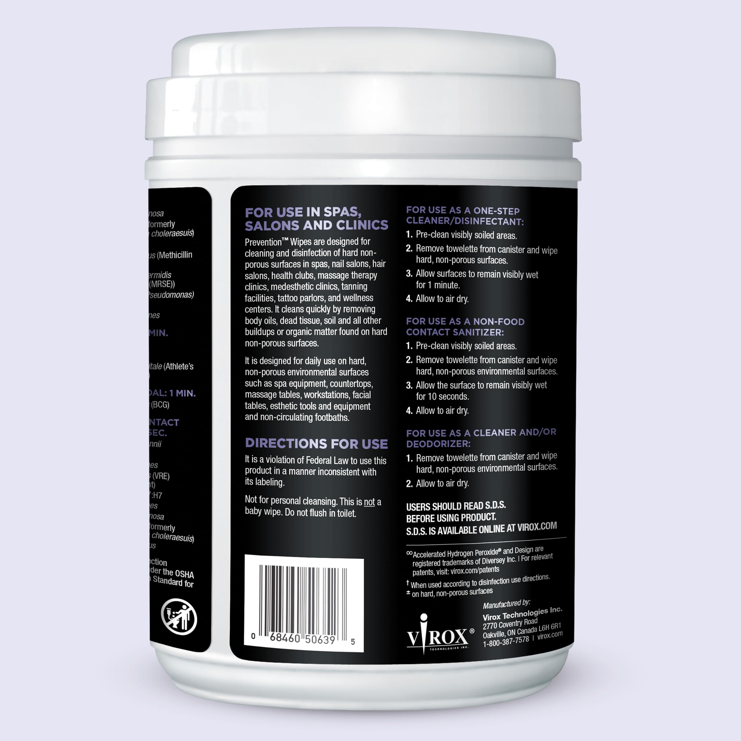 Prevention wipes used on tables and equipment for multi-surface cleaning