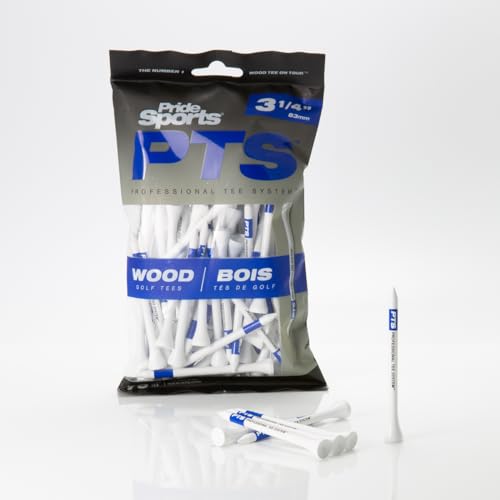 PrideSports PTS wood tees 3-1/4 inch natural ready for long drives on the course.