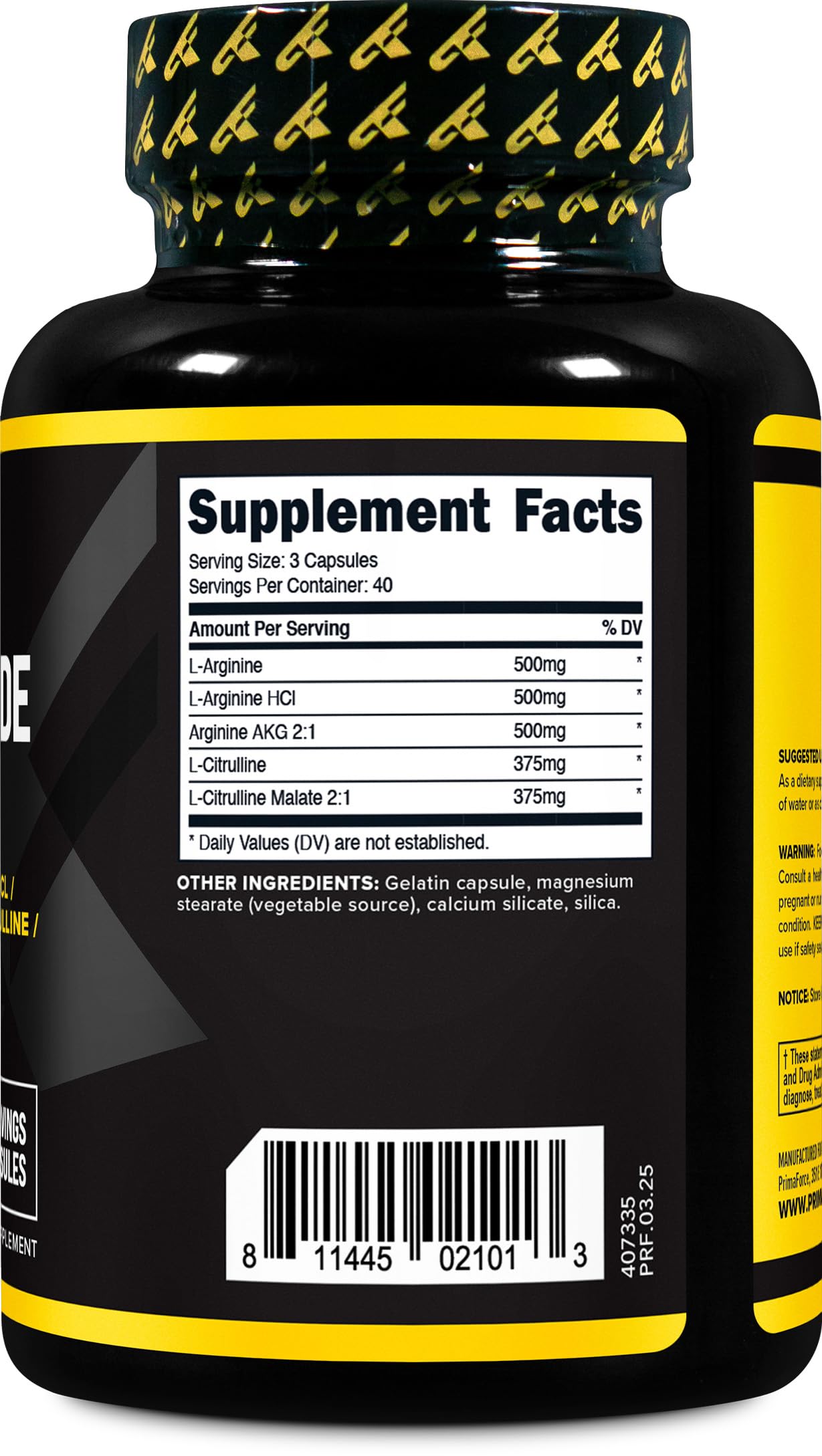 Primaforce Nitric Oxide Booster serving scoop beside bottle for accurate dosing.