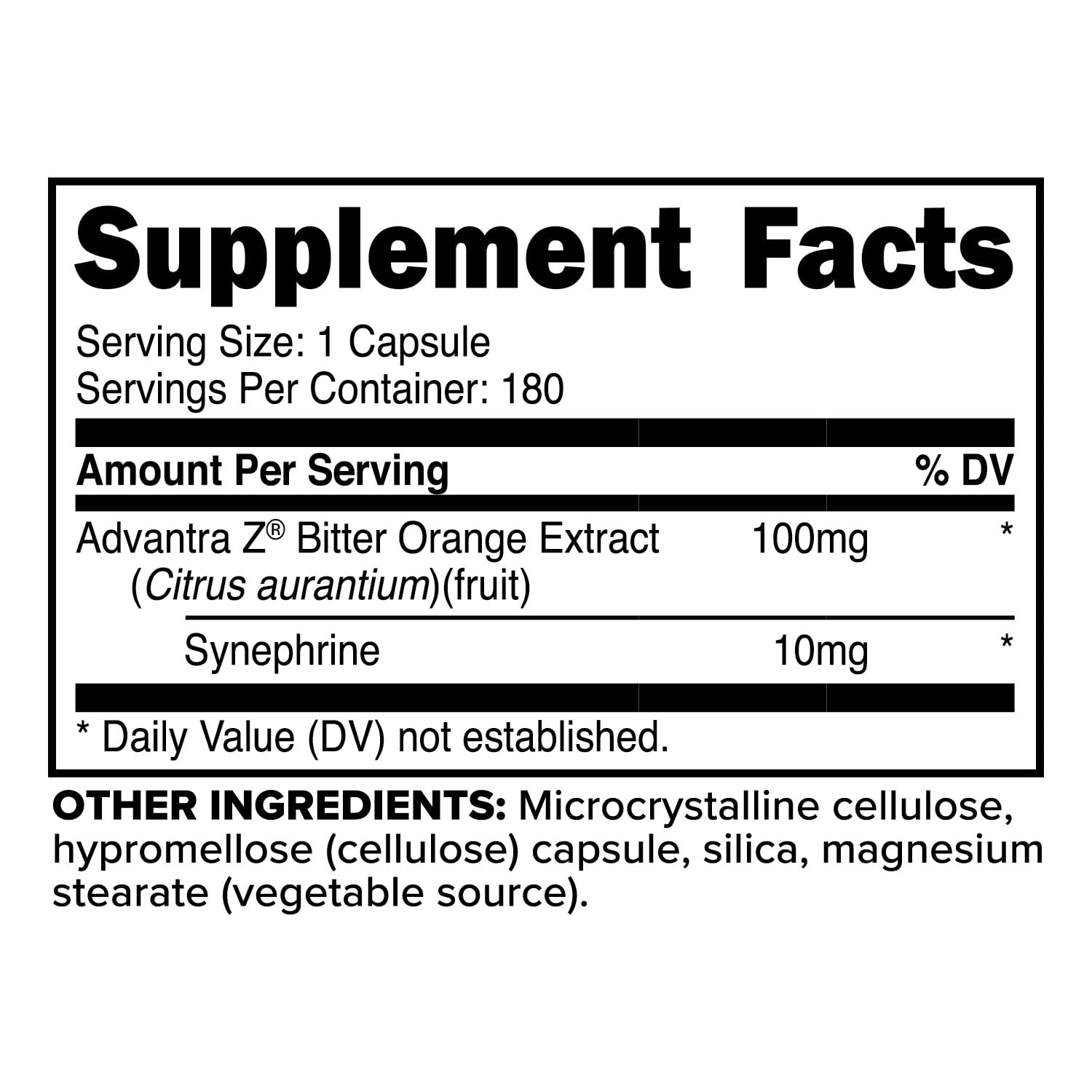 Primaforce Syneburn bottle label close-up showing per-serving dosage and ingredients for informed use