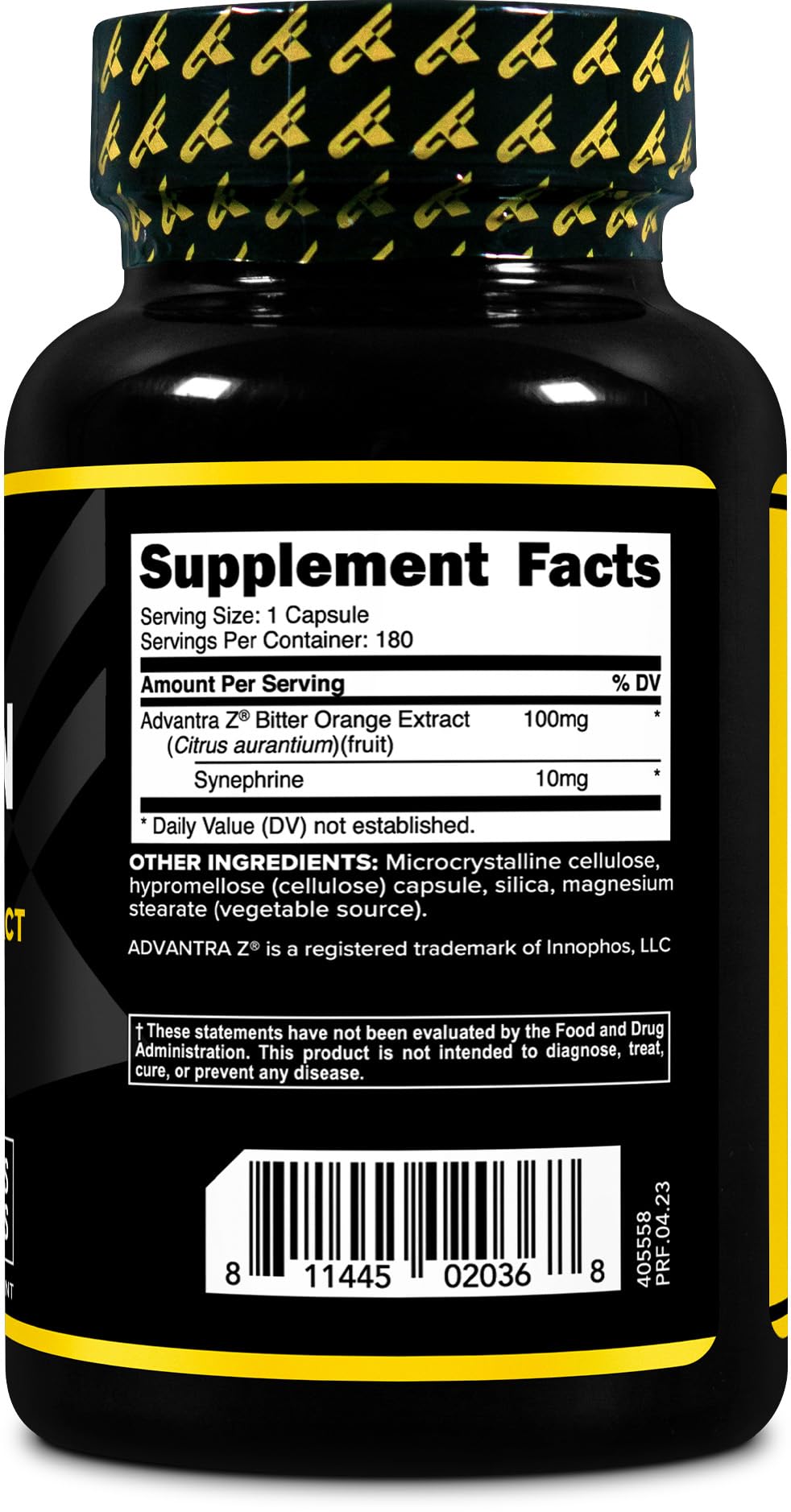 Primaforce Syneburn ingredients panel highlights Advantra Z extract and synephrine for potency