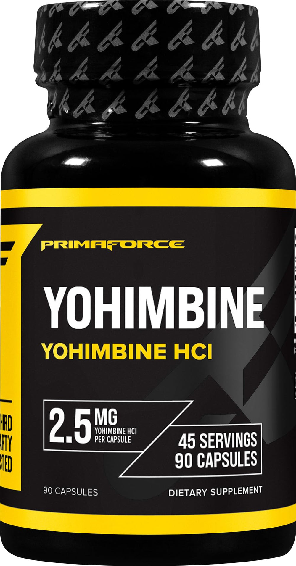 Primaforce Yohimbine HCl 2.5mg bottle front with clear dosage labeling