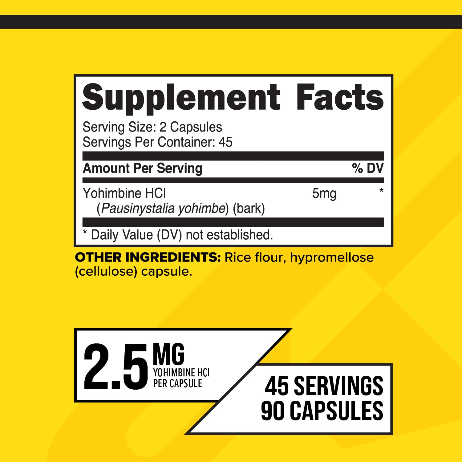 Primaforce Yohimbine HCl label confirms non-GMO and gluten-free profile