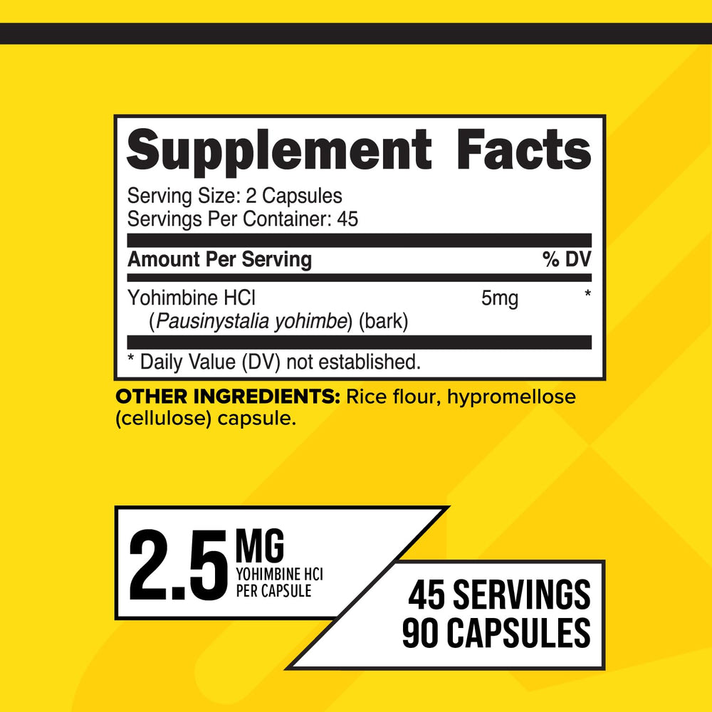 Primaforce Yohimbine HCl label confirms non-GMO and gluten-free profile