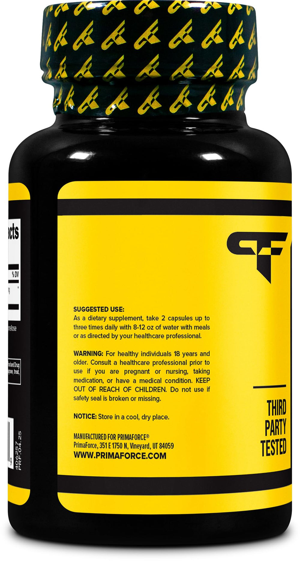 Primaforce Yohimbine HCl capsules close-up showing compact, easy-to-swallow dose