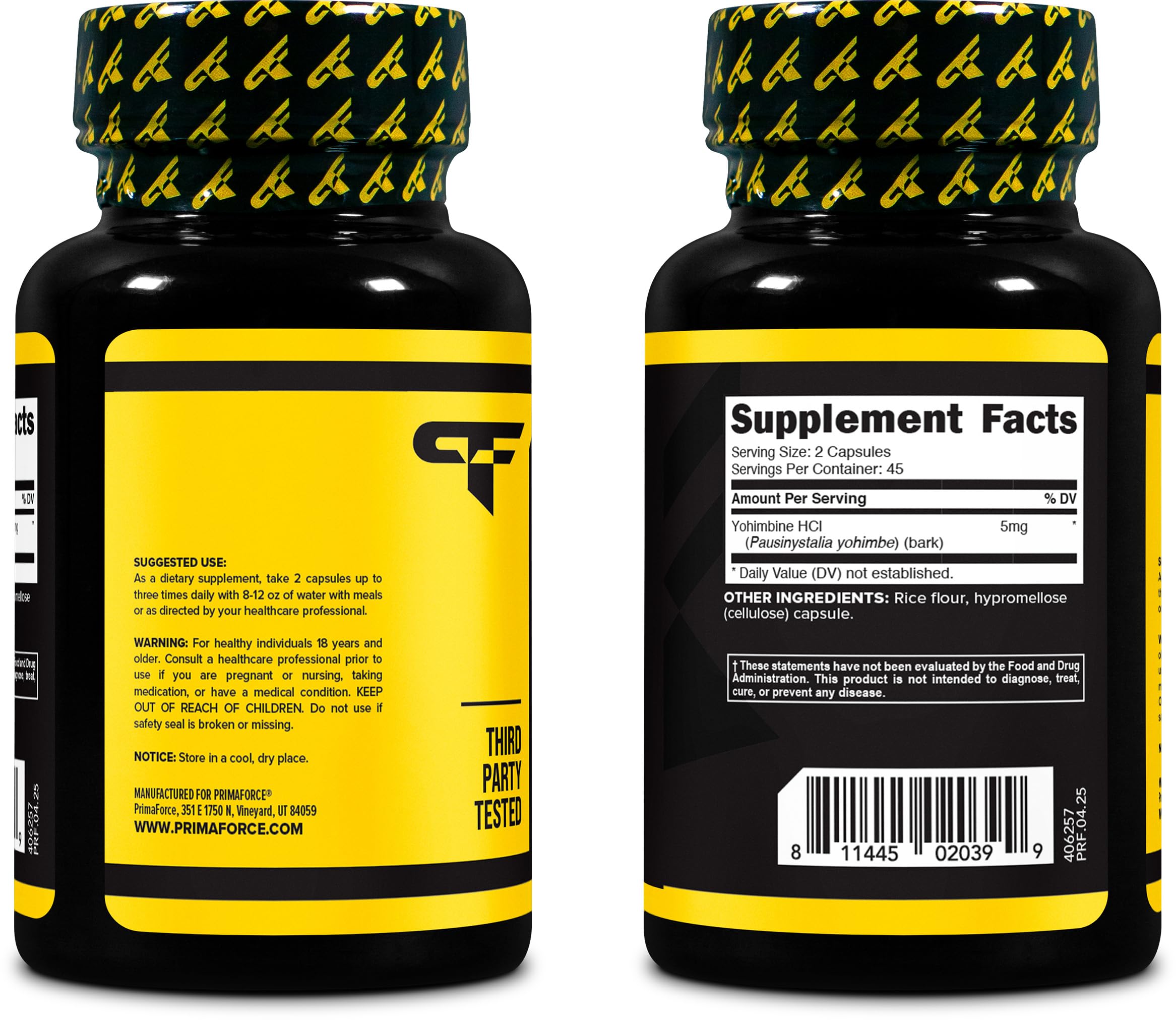 Primaforce Yohimbine HCl 2.5mg manufactured in GMP and FDA registered facility