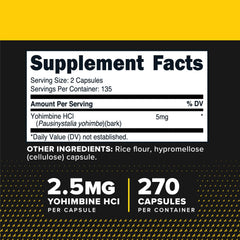 Closeup of Primaforce Yohimbine HCl bottle showing precise dosage