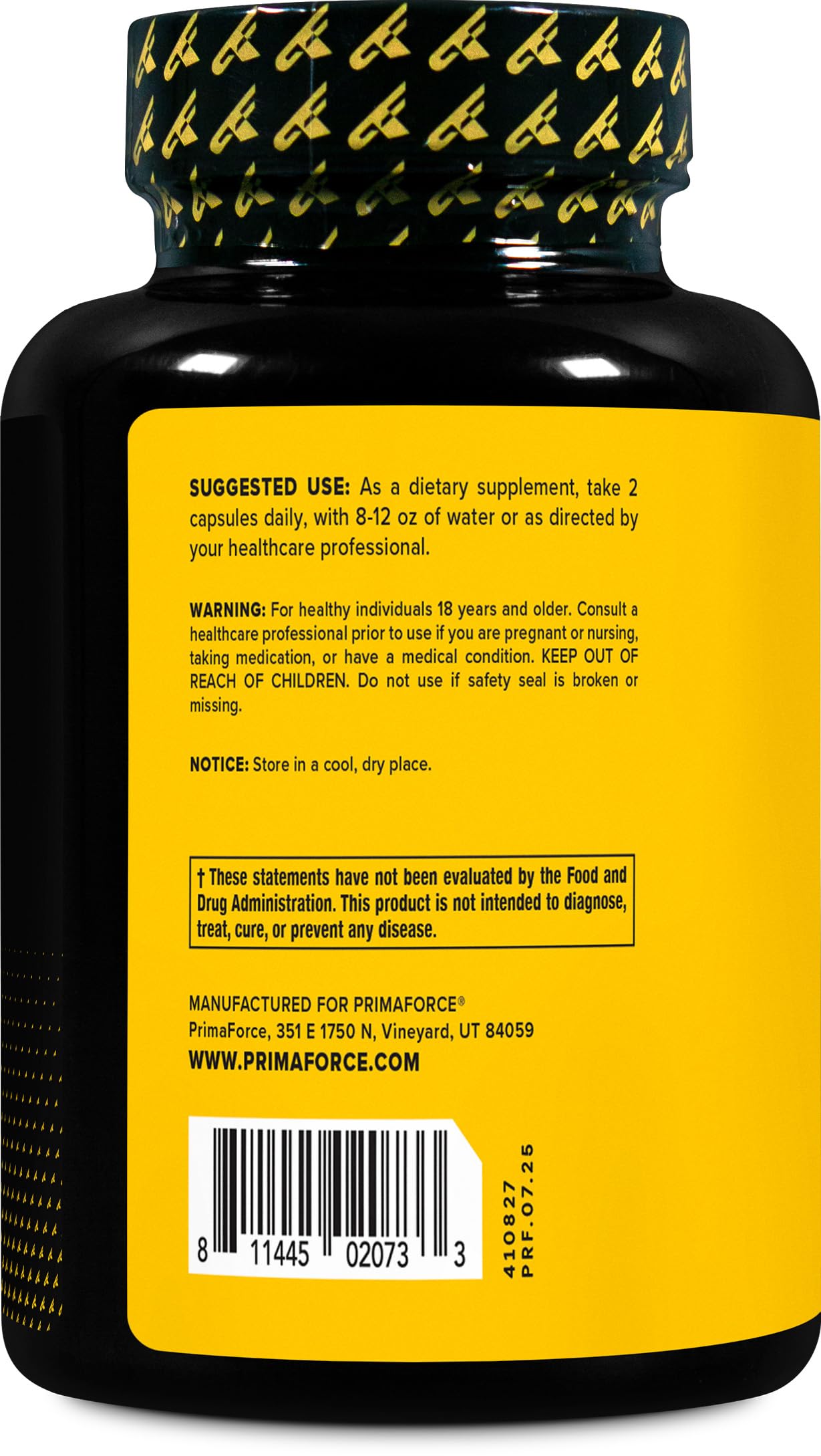 Primaforce Yohimbine HCl bottle front view highlights non-GMO gluten-free formula