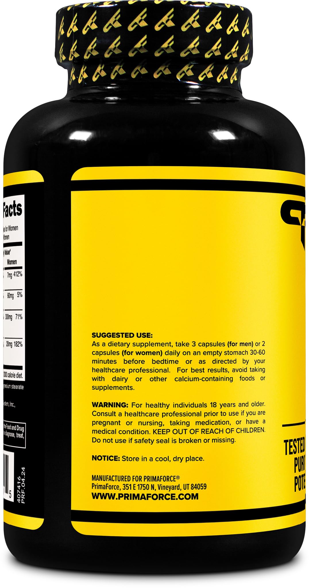 Primaforce ZMA capsules inside bottle ready for daily use.