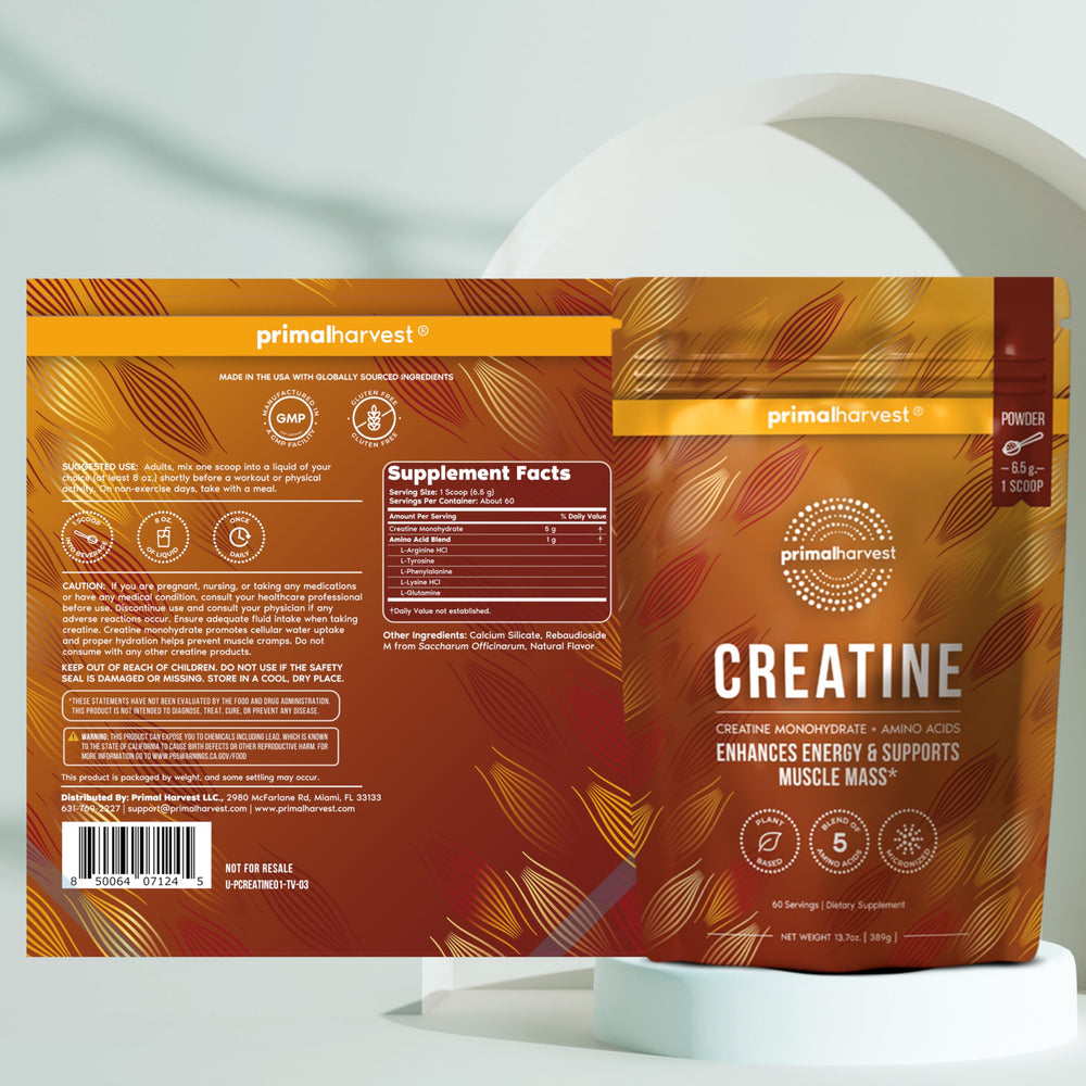 Primal Harvest creatine powder in a smoothie for versatility