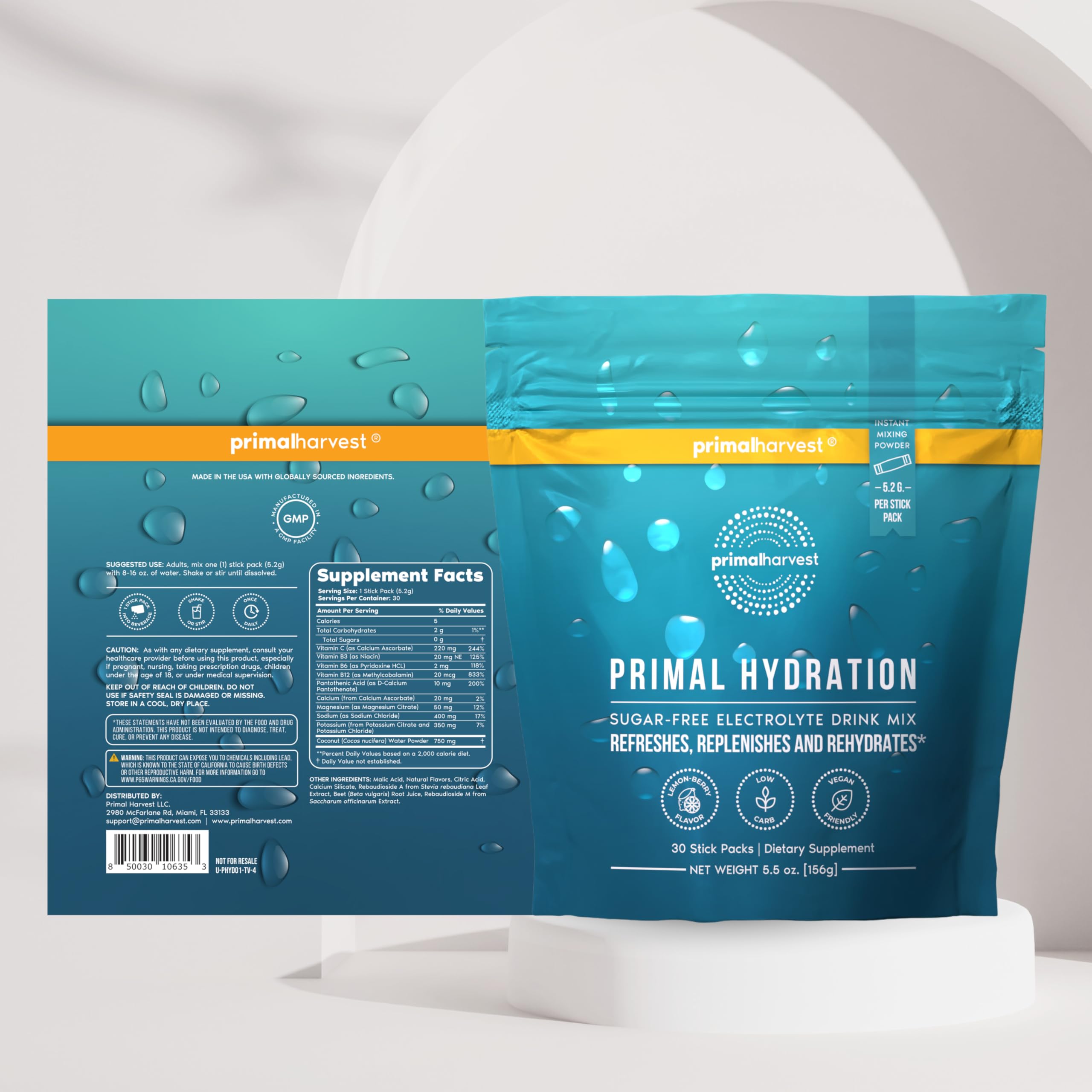 Primal Harvest electrolyte mix is gluten- and dairy-free.