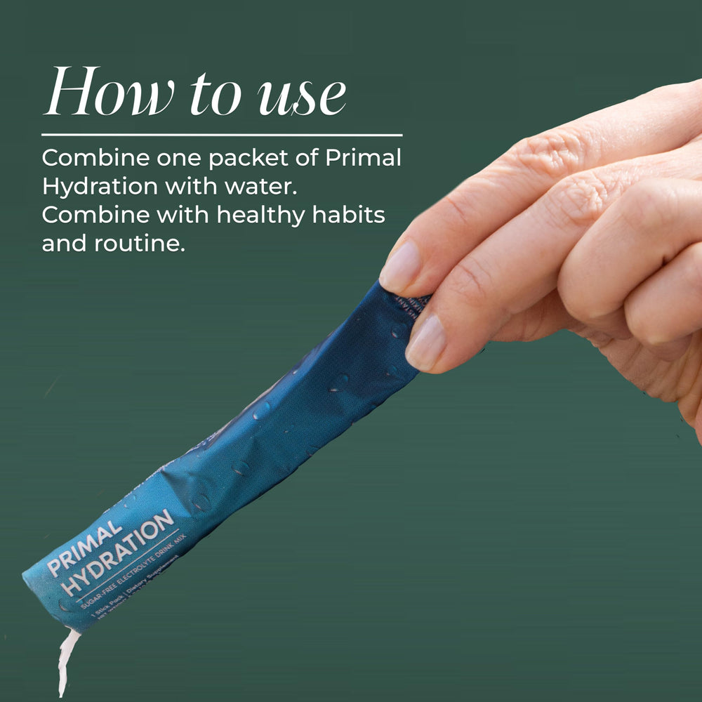 Refresh with Primal Harvest electrolyte mix for workout hydration.