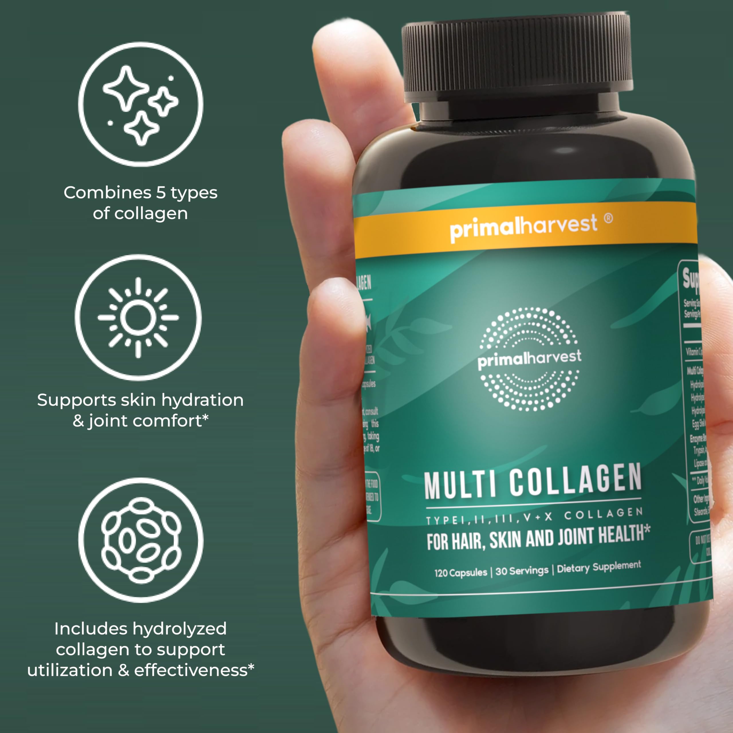 Primal Harvest GMP-certified and third-party tested seal on packaging.