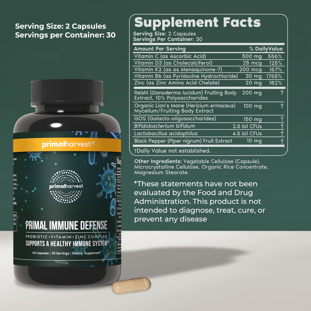 Immune Defense capsules for daily essential nutrients.