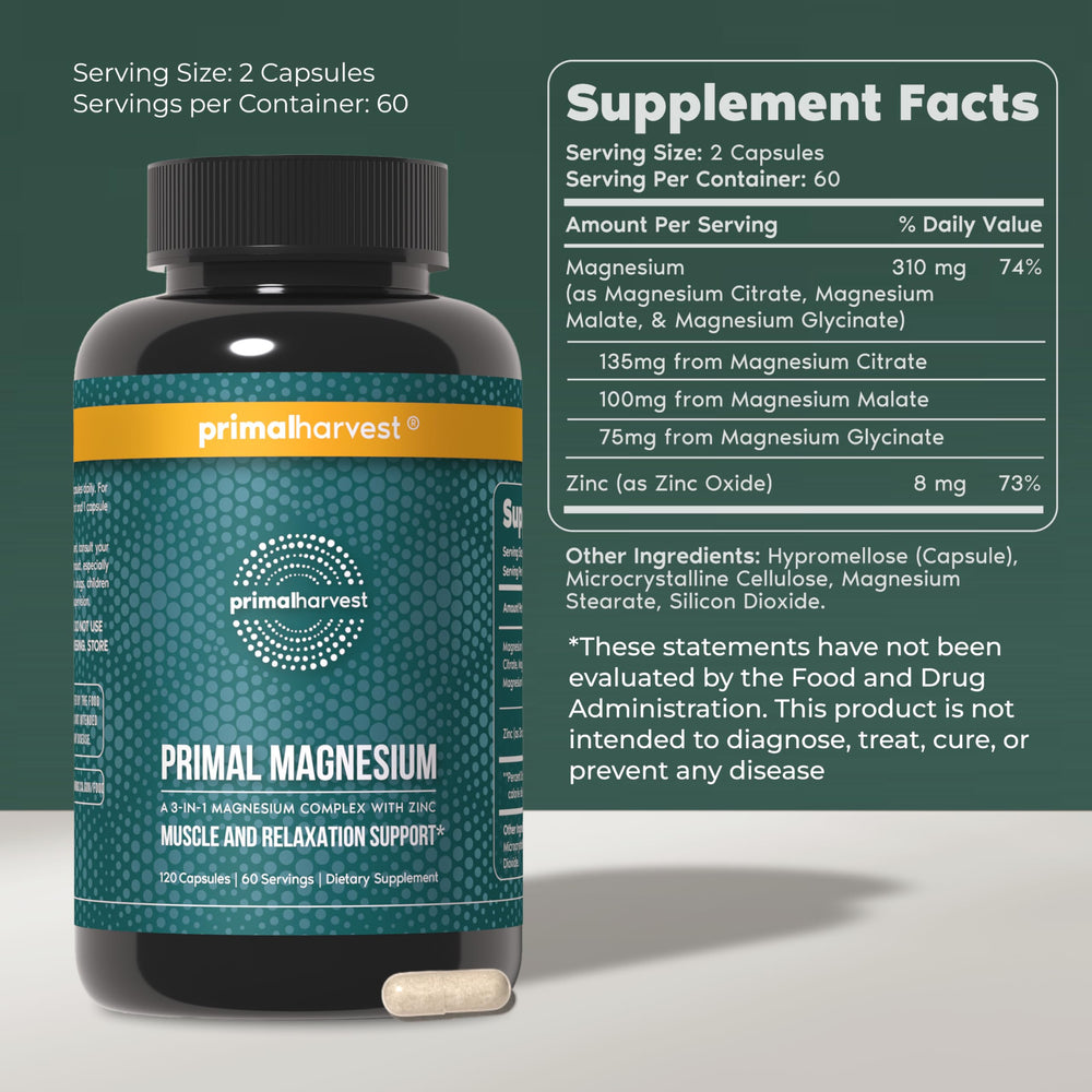 Close-up of Primal Harvest capsules for easy daily dosing.