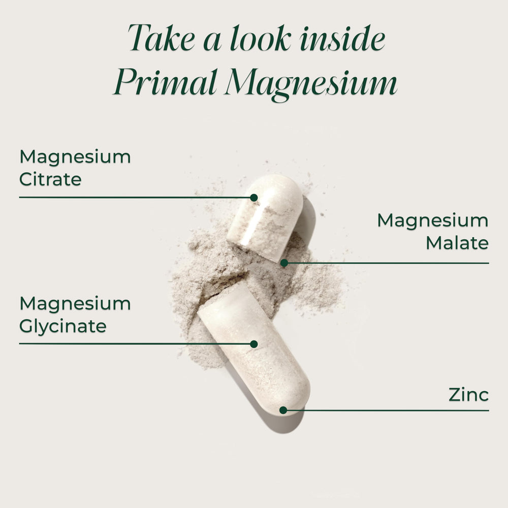 Front label of Primal Harvest Magnesium Complex showing ingredients.