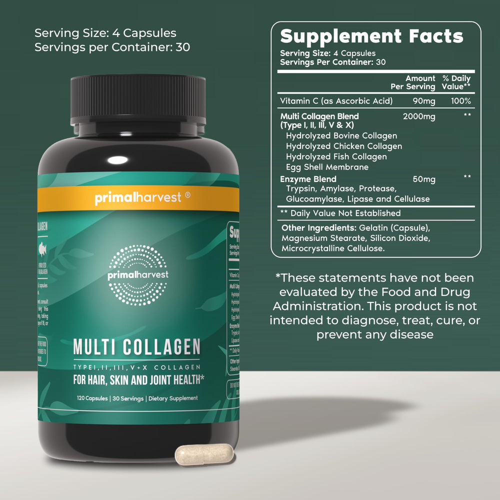 Primal Harvest capsules in a dispenser for easy daily use.