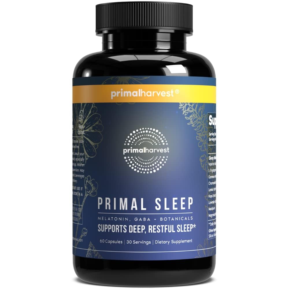 Primal Harvest Primal Sleep bottle for a calming nightly routine.