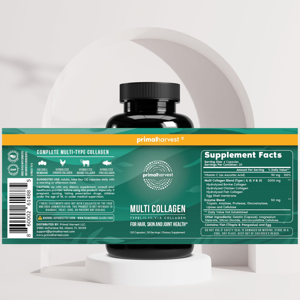 Primal Harvest vitamin C enhanced capsules support skin health and immunity.