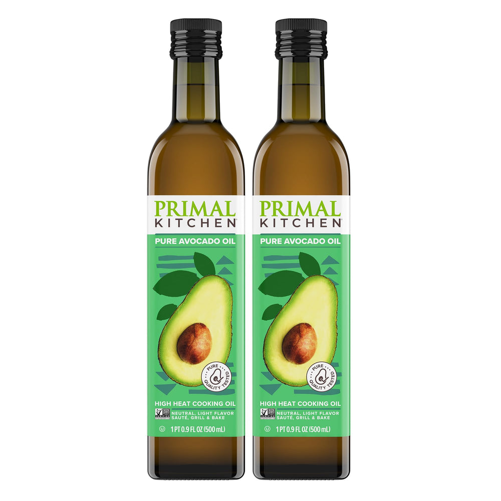 Primal Kitchen Avocado Oil bottle pour highlighting versatile, neutral flavor.