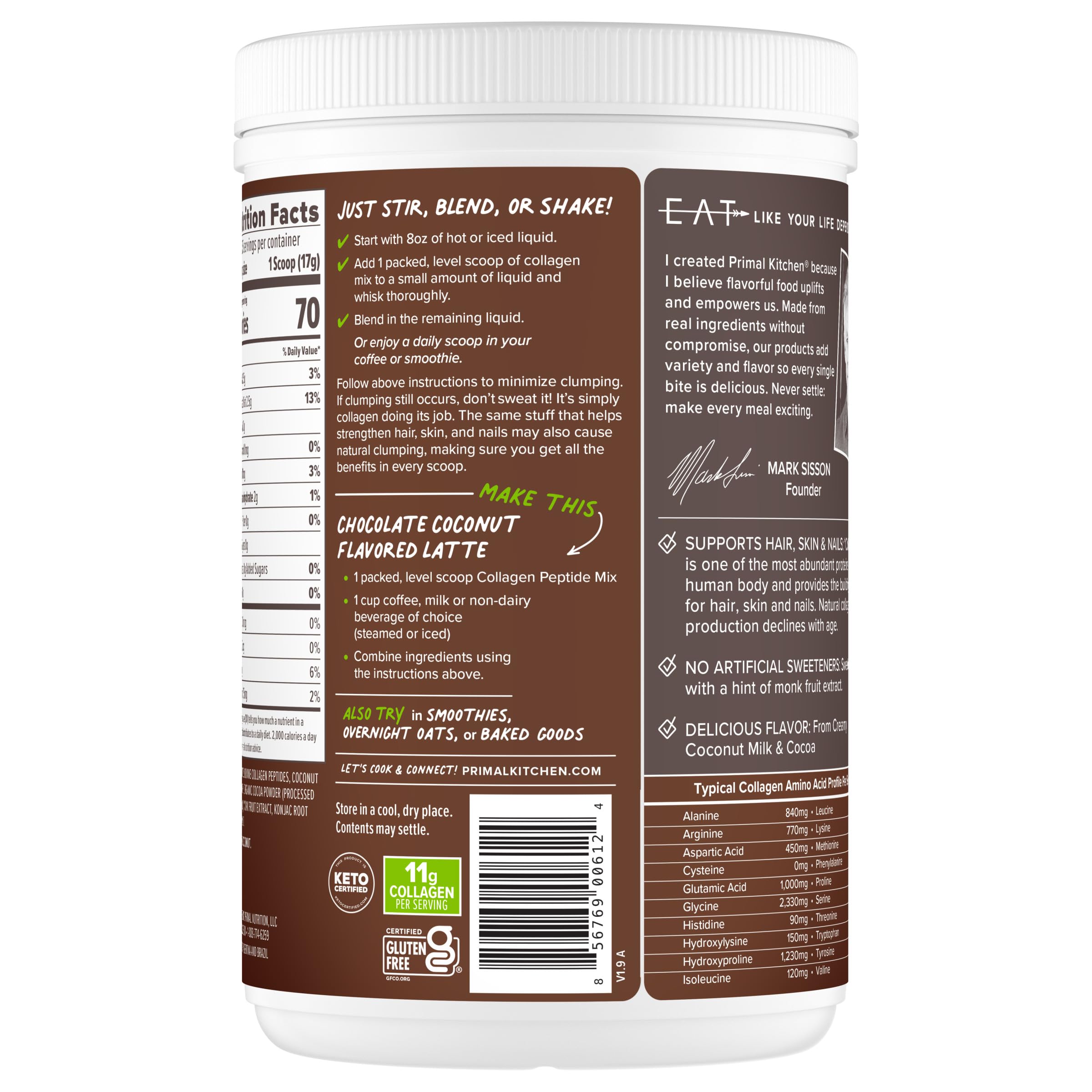 Primal Kitchen coconut milk powder and cocoa deliver rich flavor and texture