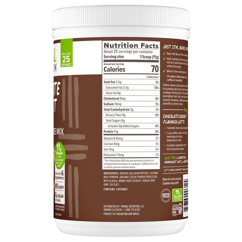 Primal Kitchen Chocolate Collagen Fuel used as a smoothie mix-in