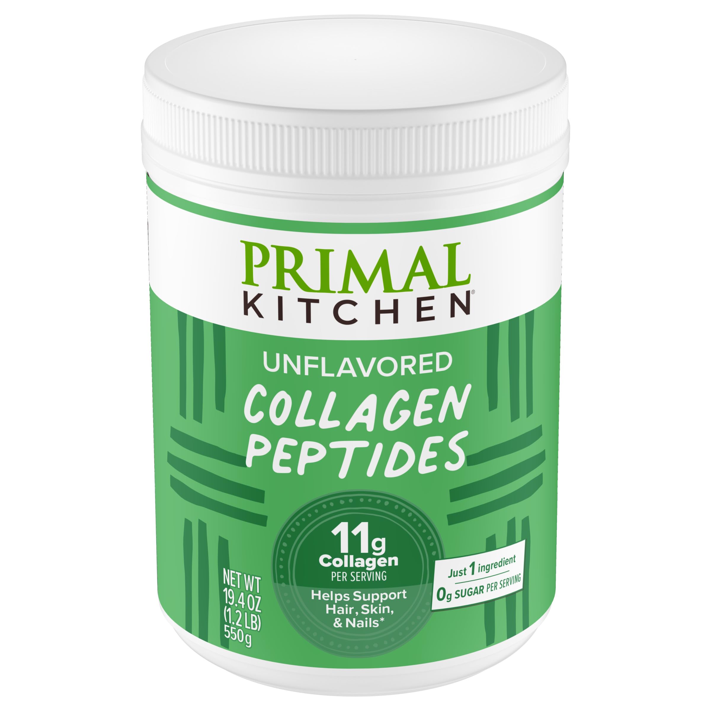 Primal Kitchen Collagen Peptides bottle for easy daily use with clean ingredients.