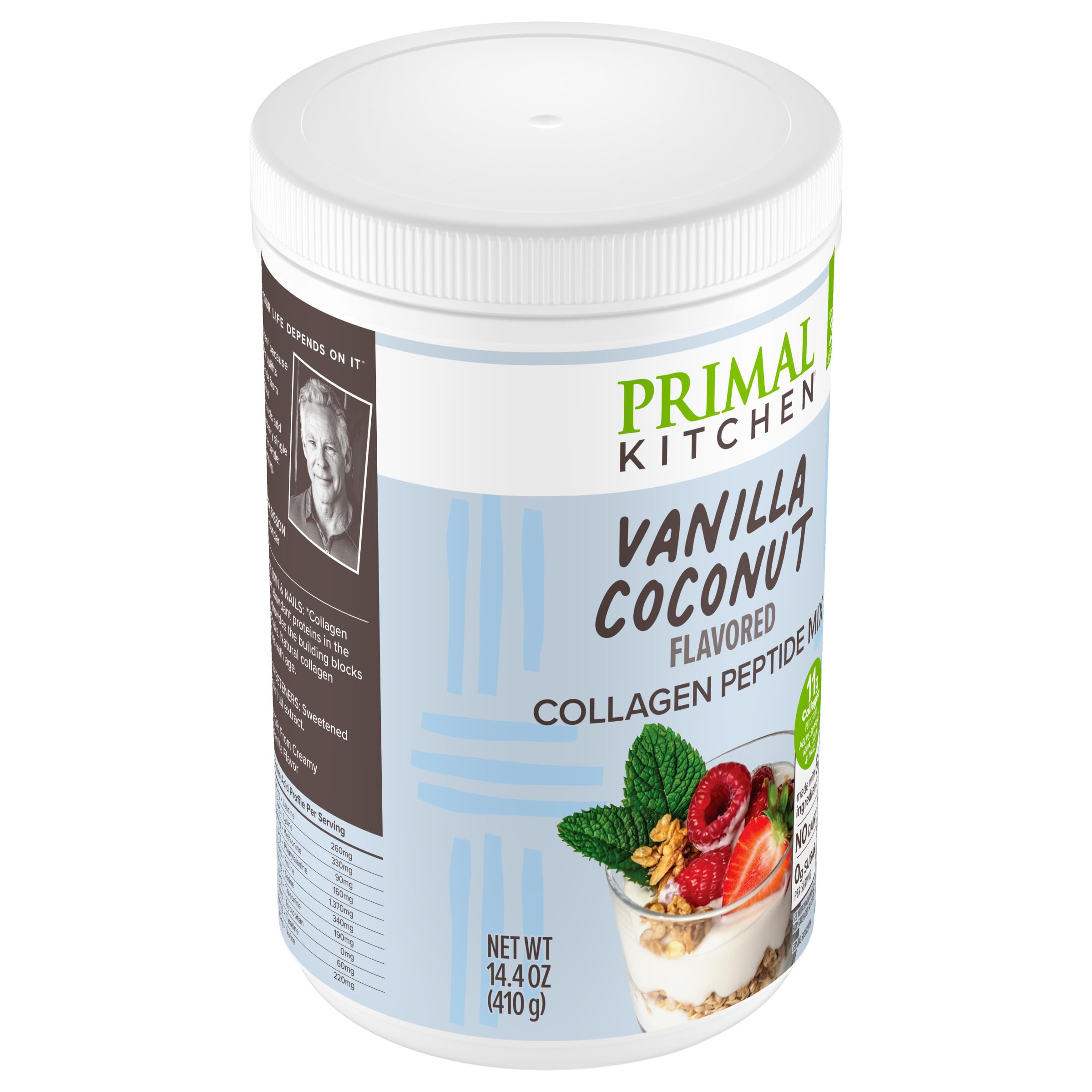Keto-certified and gluten-free seals on product label.
