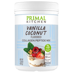 Primal Kitchen Vanilla Coconut Collagen Fuel powder in a jar for an easy daily collagen boost.