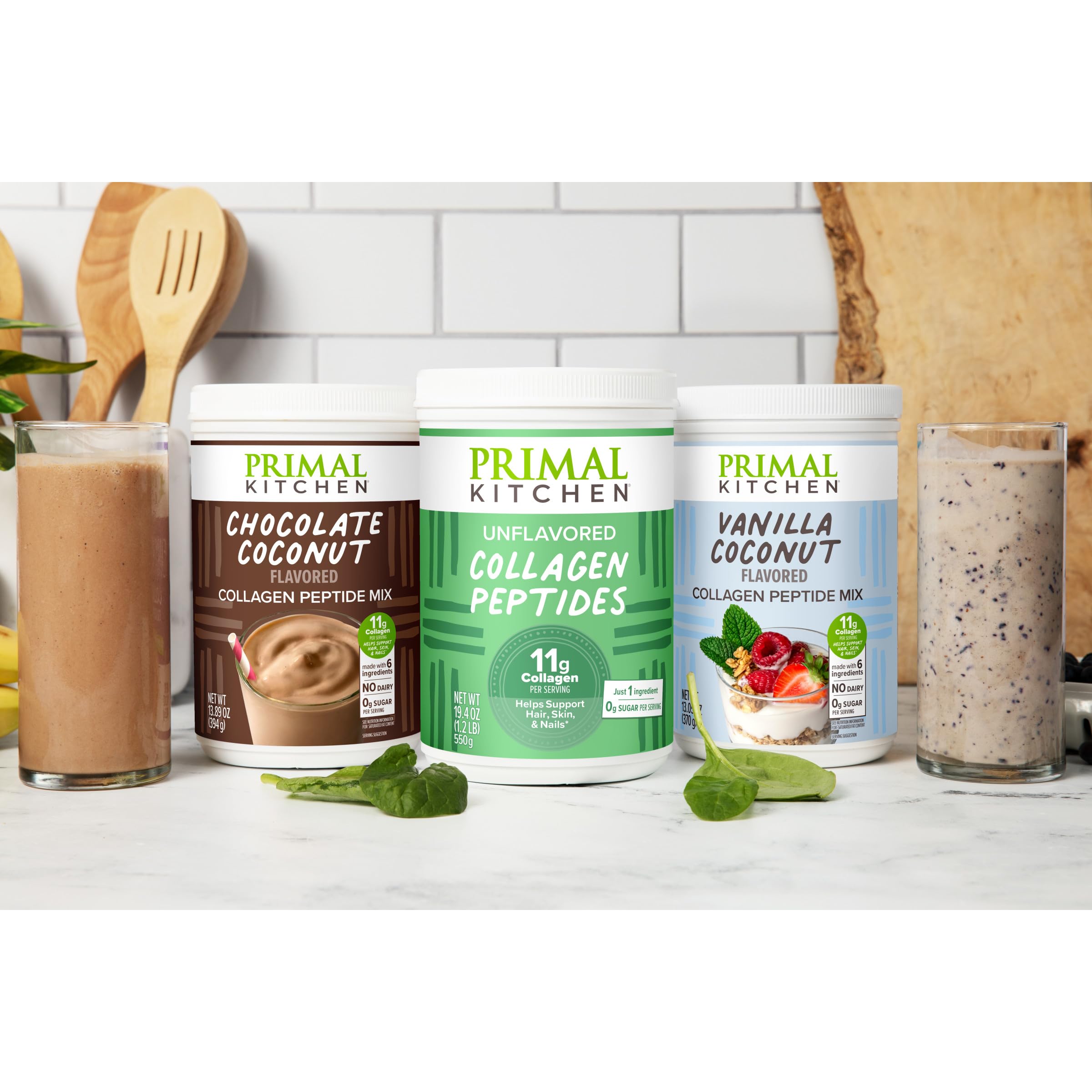 Smoothie poured with vanilla coconut collagen for extra body.