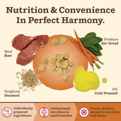 Scoop and serve setup shows convenient feeding with no prep required.