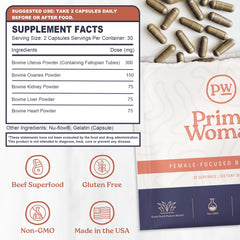 Primal Woman organ supplements for women on dresser ready after meals.