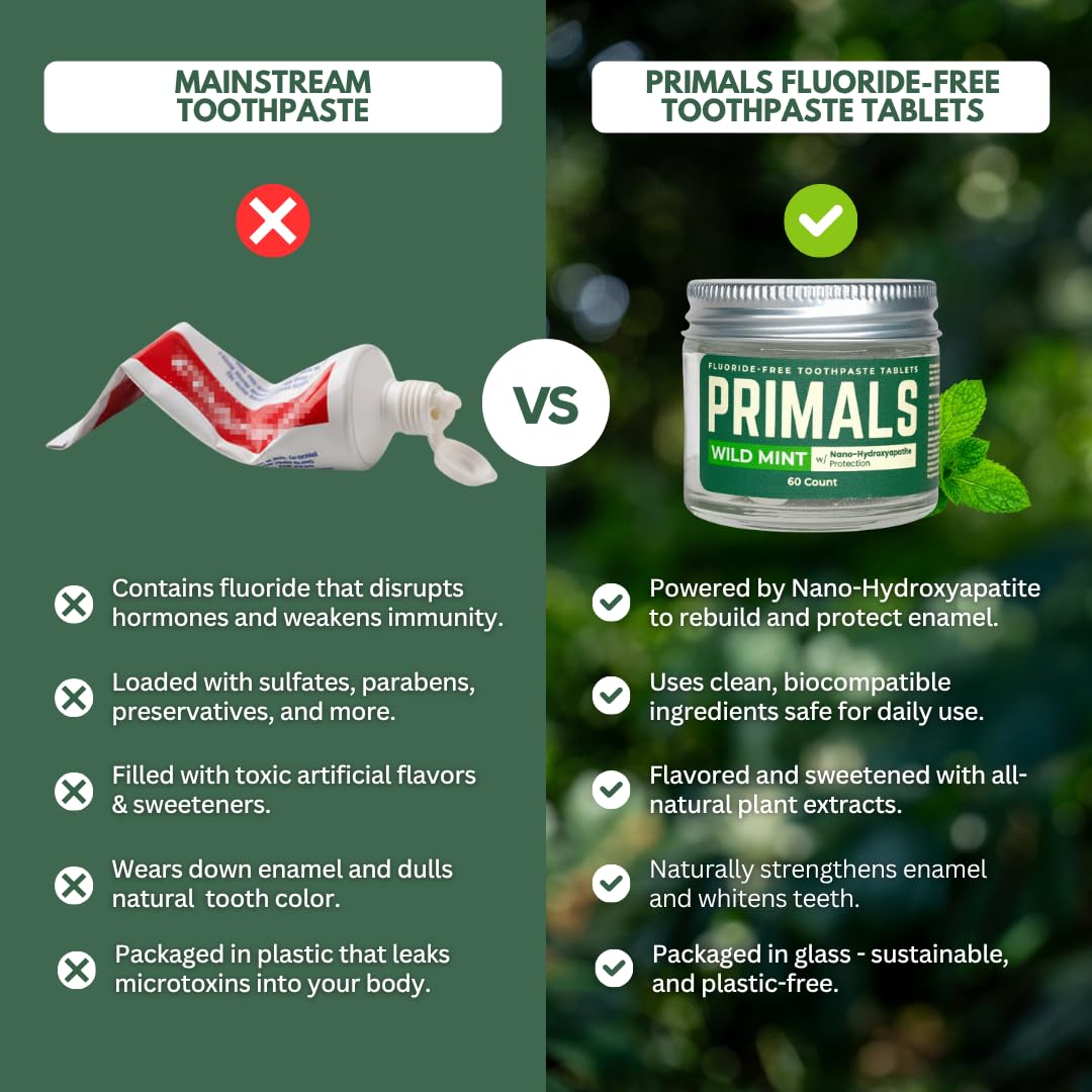 PRIMALS mint-fresh aroma from peppermint and menthol enhances daily breath.