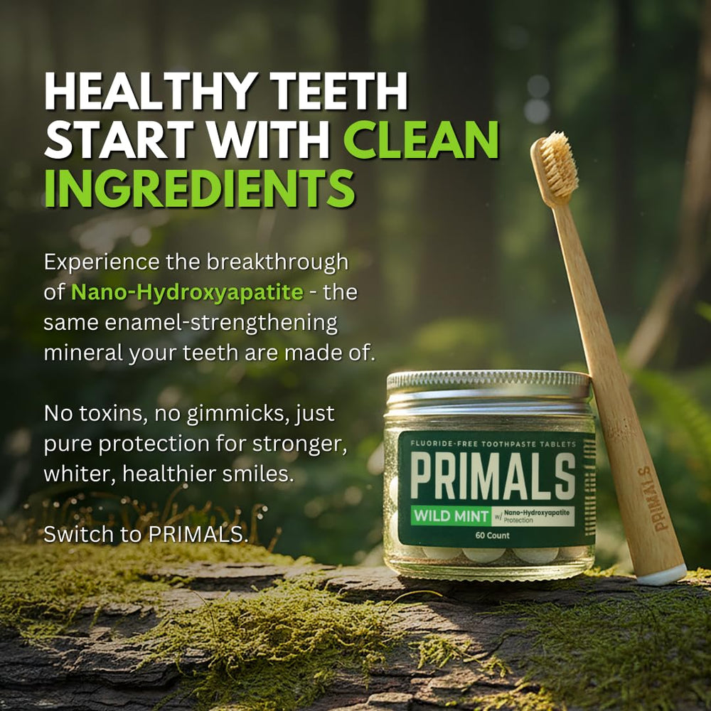 PRIMALS zero-waste packaging visually communicates a minimal, eco-conscious routine.